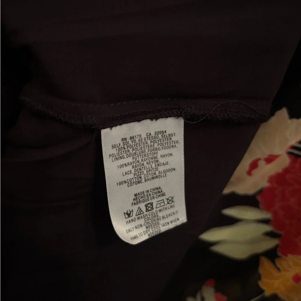 Anthropologie Black Floral Dress with Yellow and Red Blooms - Picture 6 of 8